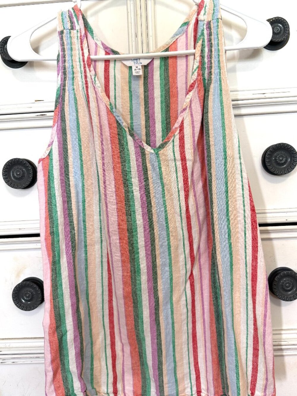 Time And Tru Women’s Striped linen blend Loose Fit Shirt. Size M